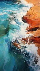 Fototapeta na wymiar Wallpaper of sea water and beach shore. Generative AI