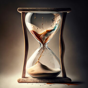 the time is running out, as a hourglass is slowly falling