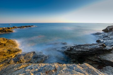 Scenic view of a beautiful seascape in Crete, Greece