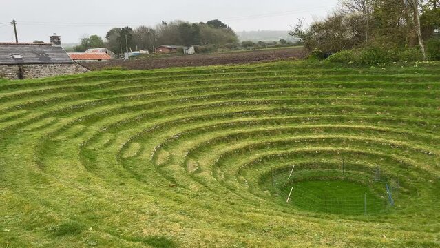 Historic Gwennap Pit open-air amphitheater near Redruth, England