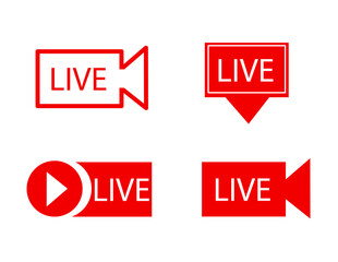 Fototapeta premium live streaming icon vector illustration set
