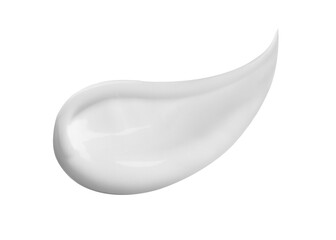 Pure White cosmetic face creme, body lotion, moisturiser smear swipe. Skin care product smudge swatch isolated on white background. BB CC cream texture material