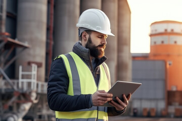 Fototapeta premium Worker on an oil refinery