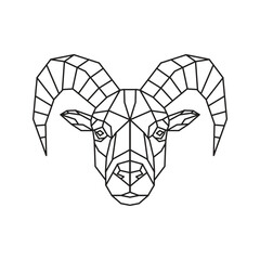 Ram Polygonal Vector. Geometric line animal