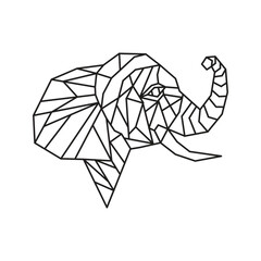 Polygonal Elephant. Geometric line animal. Vector illustration.