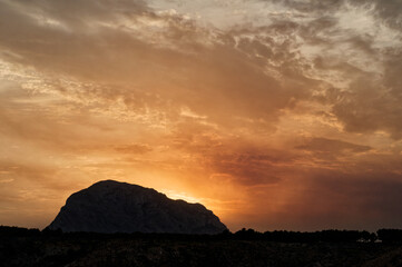 View of a hill on a sunset in Alicante, Spain