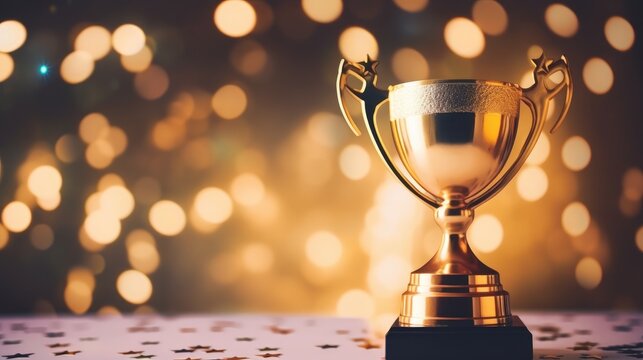 Champion Trophy with Blurred Sparks and Bokeh