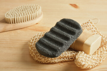 no plastic concept, personal care set made from natural materials, konjan sponge, washcloth and soap