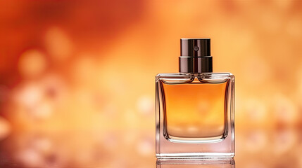 Composition with modern male perfume on color background with copy space