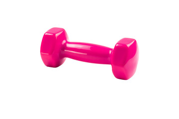 Pink dumbbell isolated on transparent background.