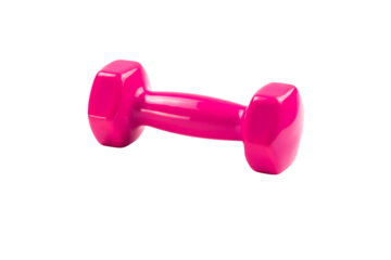 Pink dumbbell isolated on transparent background.