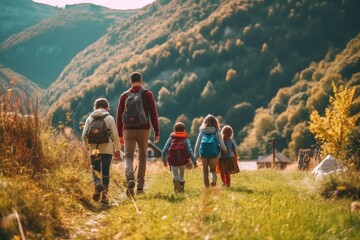 Fototapeta premium Family hike in forest