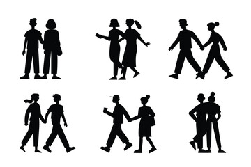 Young Couples Walking Together Vecter Illustration. Young couples vecter together