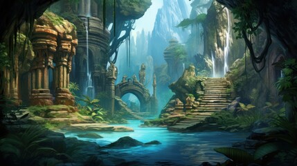 Naklejka premium Beautiful Game Environment Art
