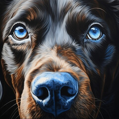Dog with blue eyes. Generative AI.