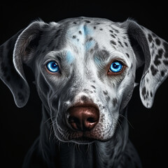 Dog with blue eyes. Generative AI.