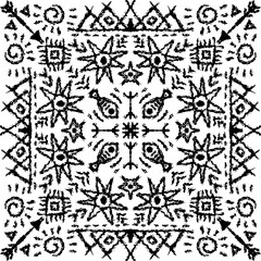 African ethnic tribal seamless pattern background on black and white.
