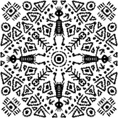 Fototapeta na wymiar African ethnic tribal seamless pattern background on black and white.