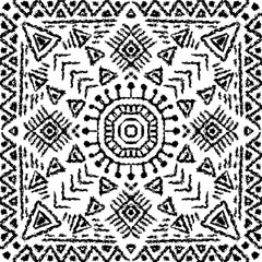 African ethnic tribal seamless pattern background on black and white.