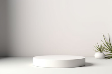 Obraz na płótnie Canvas minimal white podium display for cosmetic product presentation, pedestal or platform background, 3d illustration