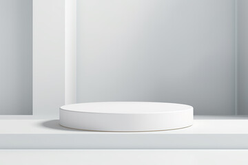 Naklejka na ściany i meble minimal white podium display for cosmetic product presentation, pedestal or platform background, 3d illustration