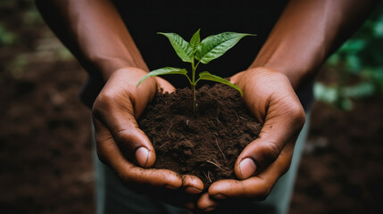 hands holding a plant Generative Ai