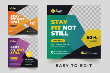 Fototapeta premium Shape your body square flyer or Instagram social media post template 