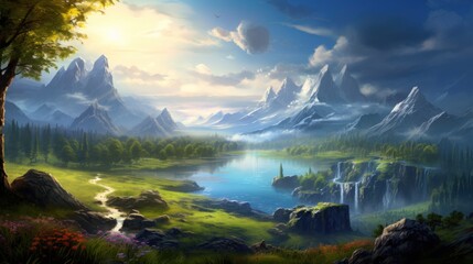 Obraz premium Fantasy Landscape Game Art