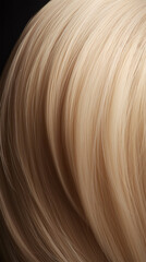 Fototapeta premium A closeup view of a bunch of shiny straight blond hair in a wavy curved style.social media content for beauty salons. hair dye color in the catalog. Generative AI