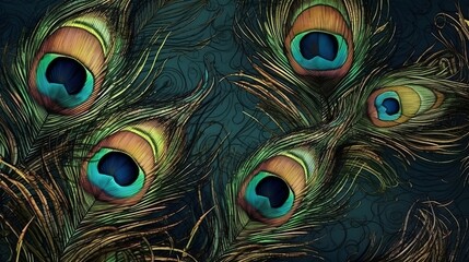Obraz premium Background with peacock feathers. Generative AI