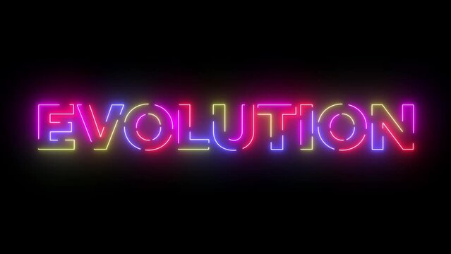 Evolution text. Laser vintage effect. Infinite loopable 4K animation