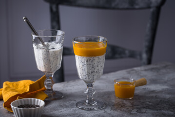 Healthy chia pudding with mango