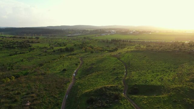 Modiin Israel green hills during sunset