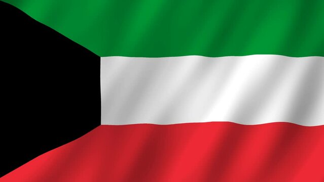 Flag of the Kuwait waving animation. looping National Kuwait flag animation background 4k
