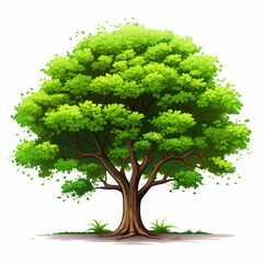 Vector Green leafy tree illustration on isolated white background - ai generative