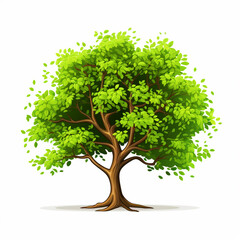 Fototapeta na wymiar Vector Green leafy tree illustration on isolated white background - ai generative