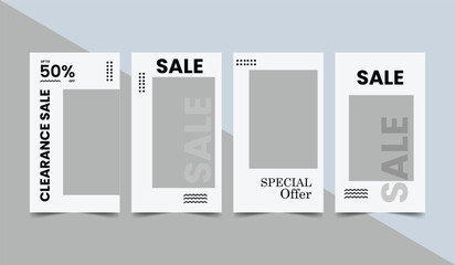 Set of editable banner social media stories post template.