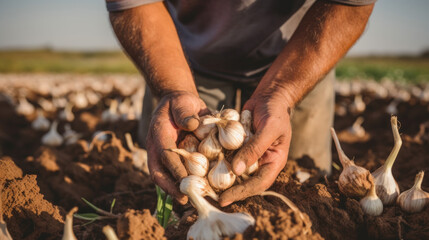 farmer planting garlic Generative Ai