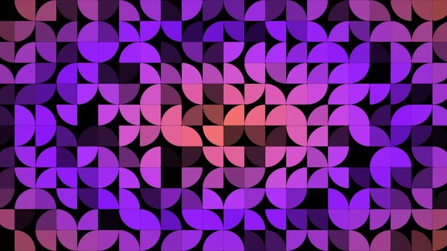 2D simple animation of quarter circle pattern with opacity and rotation effects on black background and radient fills, perfect animation for web sites and presentations, 4K abstract live wallpaper