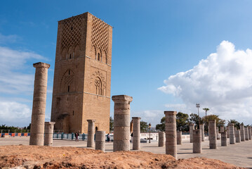 Iconic Hassan tower in the center of Rabat, planned as a even higher minaret of a mosque