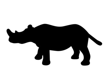 simple vector silhouette rhinoceros, isolated on white