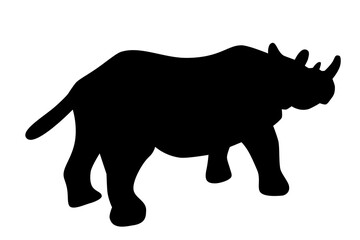 simple vector silhouette rhinoceros, isolated on white