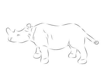 simple vector hand draw sketch rhinoceros, isolated on white
