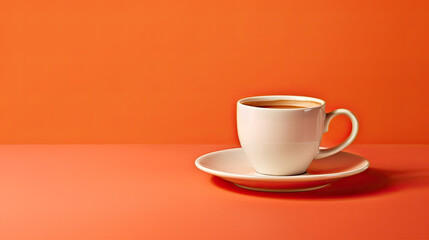 cup of coffee on color background with copy space