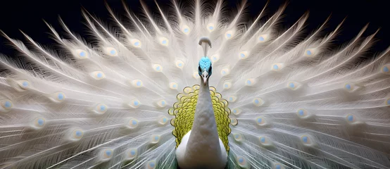  a peacock displaying its feathers with a black background Generated by AI © shirly