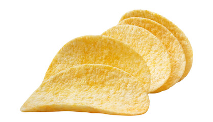 Delicious potato chips cut out