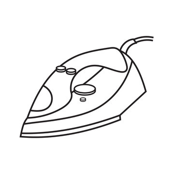 recommend clip art: Iron for cloth. Electric utensil. Device for ironing clothes. Isolated vector flat illustration. editable stroke.
