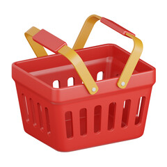 3d rendering basket isolated useful for ecommerce, business, retail, store, online, delivery and marketplace design element