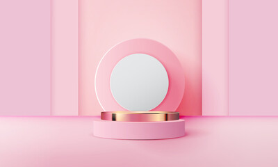 3d realistic pink podium with copy space area, blank space for product placement, product display, mockup. vector template