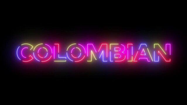 Colombian text. Laser vintage effect. Infinite loopable 4K animation